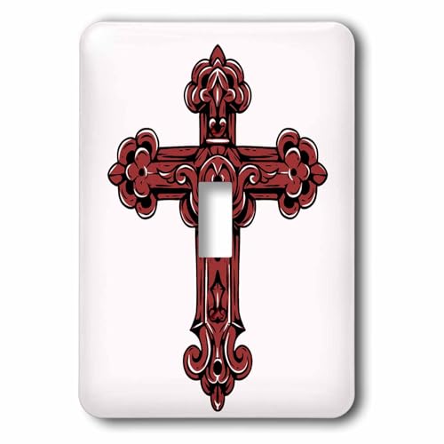 Interrupteur à bascule décoratif avec motif de croix religieuse rose - 2