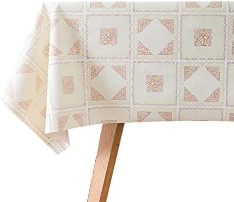 LOHASCASA Vinyl Oilcloth Tablecloth Rectangle Heat Resistant/Oil-Proof Wipeable Thick PVC Plastic Long Oblong Tablecloths for Spring Outside Picnic - 54 x 84 Inch