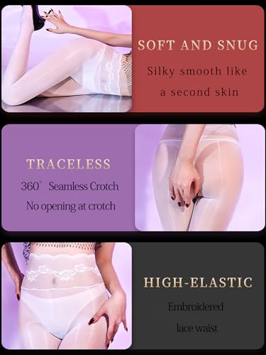 RUIBAVYA Tights for Women 5D Lace High Waist Pantyhose Sexy Oily Stocking High Stretch Soft Sheer Tight3