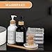 Zopeal 4 Pcs 16 oz Kitchen Soap Dispenser Set with Bamboo Tray and Dish Brush Plastic Soap Dispenser Set with Waterproof Labels for Hand Dish Lotion(Matte Black,White)