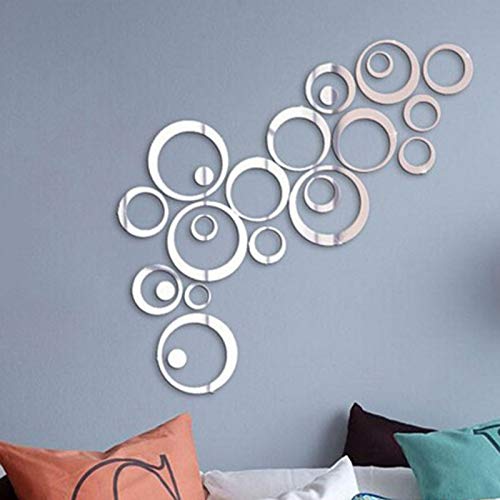 Creative-Idea 48Pcs Wall Art For Bedroom Mirror Wall Stickers Removable Decal Acrylic Art Mural Home Decor Set Self Adhesive Aesthetic Circle Home Decorations #TOP3
