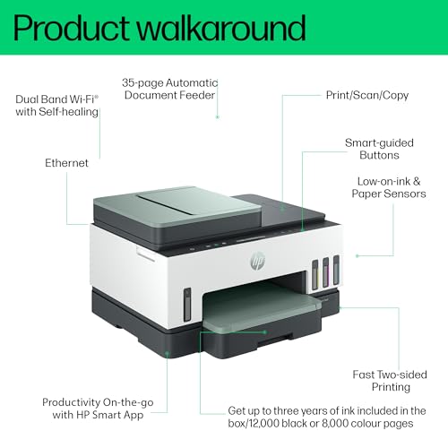 HP Smart Tank 7307 All in One Printer, Perfect for Home, Colour, Wireless, Print, Scan, Copy, Includes up to 3 Years of Ink, Refillable, Document Feeder, 2-Sided Printing, Easy Setup - Image 2