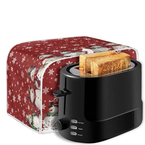 Image of Talayituse Snowman Snowflake Print 2 Slice Toaster Covers Dust Protection Bread Maker Covers Toaster Oven Cloth Cover Kitchen Accessories Washable Appliance Cover Christmas Decoration