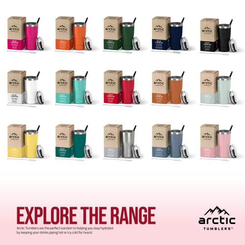 Arctic Tumblers | 20 Oz Matte Red Insulated Tumbler With Straw & Cleaner - Retains Temperature Up To 24Hrs - Non-Spill Splash Proof Lid, Double Wall Vacuum Technology, Bpa Free & Built To Last #TOP5