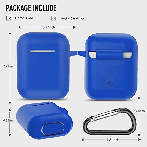 Coffea Protective Silicone Case With Keychain For Apple Airpods 1 & 2 (Front Led Not Visible) (Blue) #TOP4
