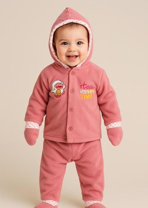Image of Baby Unisex Printed Cute Hooded Clothing Set| Comfortable, Breathable, Lightweight, Skin Friendly|SL 204