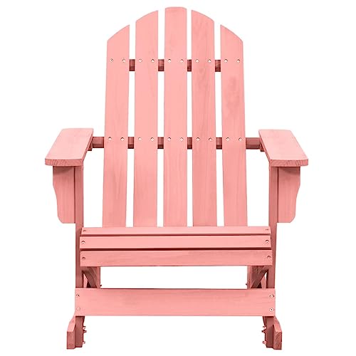 Image of Cartvyn Adirondack Rocking Chair Solid Wood Fir Pink Garden Chair High-Backed Outdoor Chair Balcony Chair Patio Chairs for Outdoor Comfortable Garden Chair with Ergonomic Structure