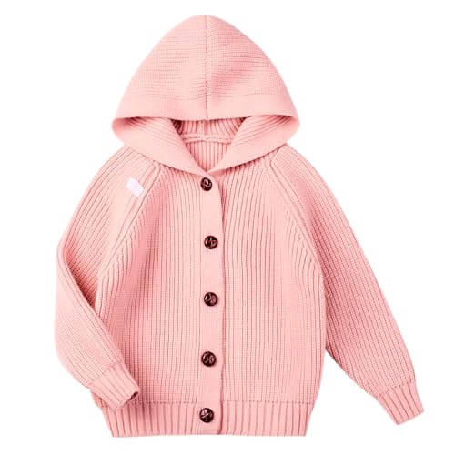 Girls Hooded Cardigan for Kids 4-12 Years, Oversized Long Sleeve Button-Up Knit Sweater, Cozy Indoor & Outdoor Wear