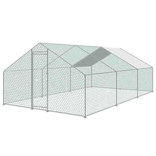 KCT Extra Large 6 x 3m Walk In Galvanised Chicken Coop Enclosed Pet Run Poultry Pen Bird Cage Rabbit Dog