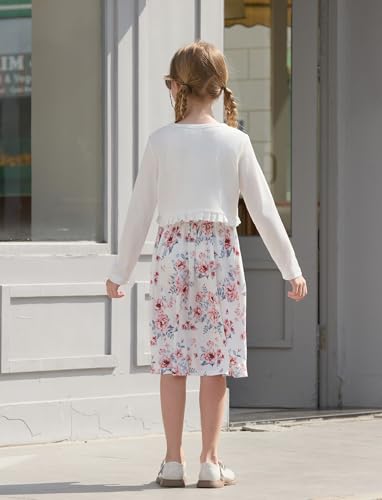 PATPAT Girls Cardigan Bolero Size 2-14 Years Kids Knit Long Sleeve Ruffle Open Front Button Cover Up Cropped Tops for Girls3