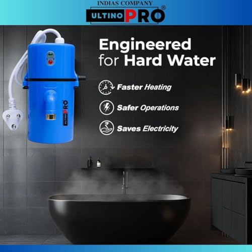 Image of ULTINO-PRO Brand) UNLIMITED WATER RUN Instant Electric Water Geyser, Portable Geyser, Mini Geyser, ABS Body- Shock Proof, Electric Saving, Replacement Warranty (BLUE)