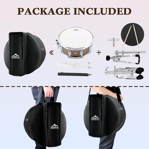 image for EASTROCK Snare Drum Set 14X5.5 Inches for Student Beginners with Gig B