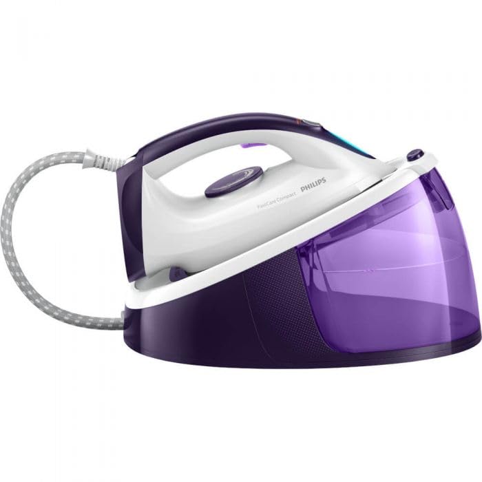 Philips FastCare Compact GC6740/30, 2400 W, 1,5 L, 5,2 bar, vapor 120 g/min, tecnología Smart Calc Clean, generador de vapor ProVelocity, blanco/morado