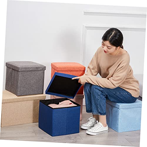 Tabouret de rangement tissu Cabilock bleu ciel pour gagner de la place