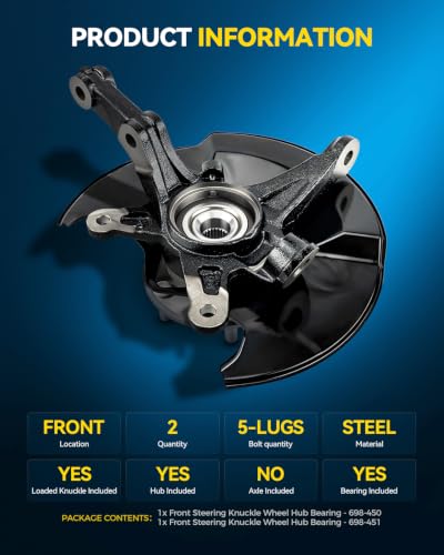 Image of PHILTOP 2PCS Front Steering Knuckle & Wheel Bearing Hub Assembly Compatible with Honda Civic 2006-2011, Passenger and Driver Side Replaces 698-450, 698-451