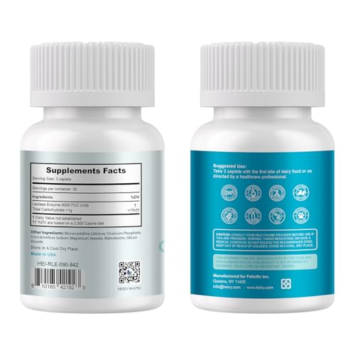 Image of Heivy Lactase Pills 9000 FCC, 90 Count | Fast Acting Dairy Digestion Support Supplement for Lactose Sensitivity