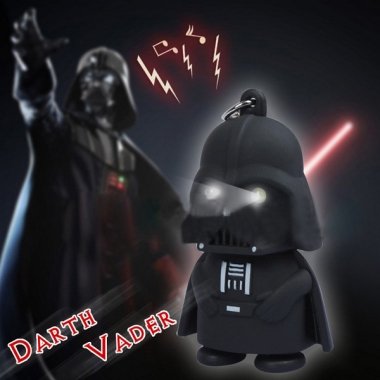 High Quality Sound- Portachiavi a LED con luce Darth Vader, colore nero