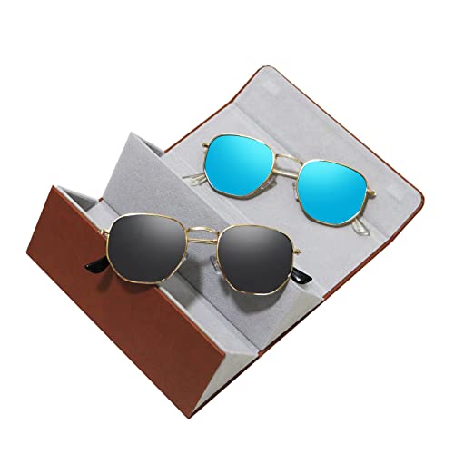 Image of Hipster Hexagonal Polarized Sunglasses Men Women Geometric Square Small Vintage Metal Frame Retro Shade Glasses