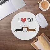 I Love You Cute Dachshund Mouse Pad,Dog Lovers Couples Mousepad for Desk Home Office Dorm Computers Laptop Accessories,7.9×7.9 Inch