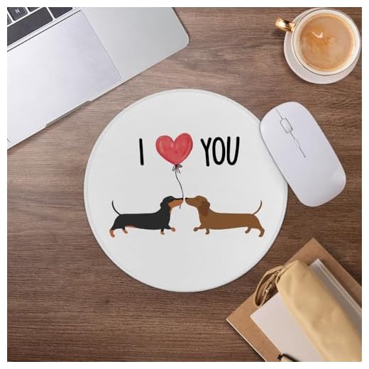 I Love You Cute Dachshund Mouse Pad,Dog Lovers Couples Mousepad for Desk Home Office Dorm Computers Laptop Accessories,7.9x7.9 Inch