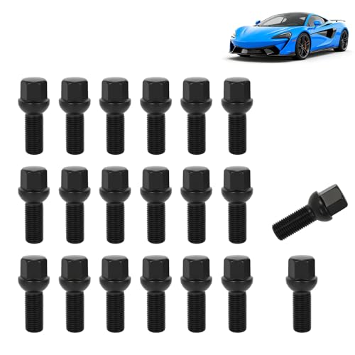 Lot de 20 boulons de roue M14 x 1,5, 35 mm, siège sphérique, boulons de roue en acier allié, compatibles avec Audi, Seat, Volkswagen, Alfa Romeo, Porsche BMW, taille hexagonale 17 mm