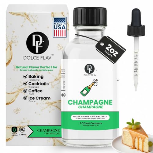 Image of Dolce Flav Natural Champagne Extract |2 Oz. | Alcohol-Free Baking Flavor Concentrate for Cakes, Frosting & Sparkling Drinks - Professional Strength Food Grade Flavoring
