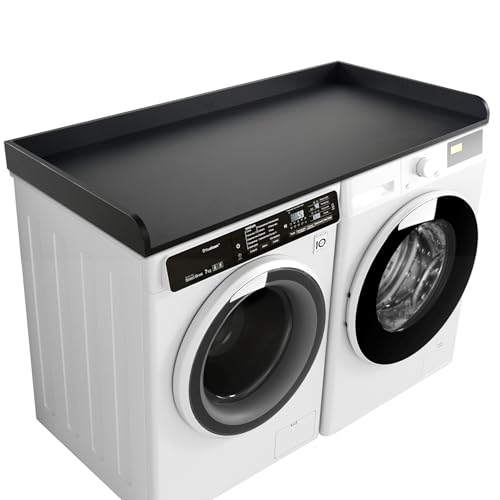 Kaboon Washer Dryer Countertop 58" x 28" Extra Large Version, Melamine Countertop with 3.5" Edge Rails, Laundry Room Organization, Black