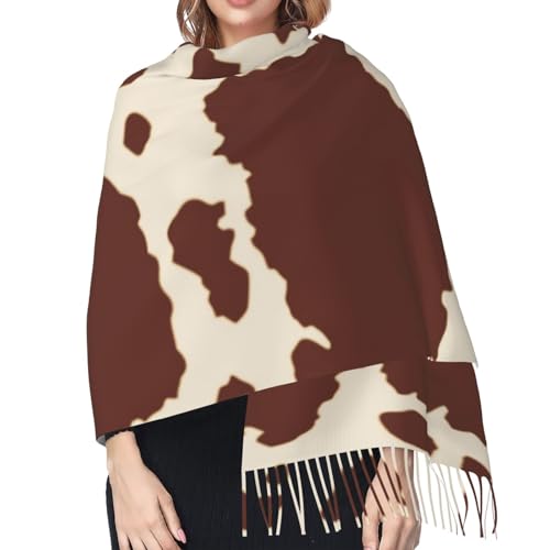 Brown Milk Cow Print Imitation Cashmere Tassel Scarf Winter Scarf Autumn Softest Classic Warm4