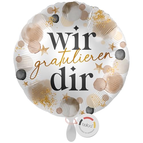 balloa Folienballon wir gratulieren dir, Helium Ballon rund, Luftballon Glückwunsch Feier Geschenk Kollegen Freunde Team Geburtstag Ballondeko Event Spruchballon Deko, 33cm balloa Folienballon wir gratulieren dir, Helium Ballon rund, Luftballon Glückwunsch Feier Geschenk Kollegen Freunde Team Geburtstag Ballondeko Event Spruchballon Deko, 33cm