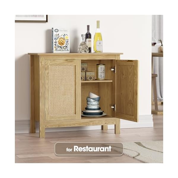 Giluta sideboard buffet cabinet farmhouse kitchen cabinets with 2 rattan doors 30h boho cabinet for entryway  urban country home decor