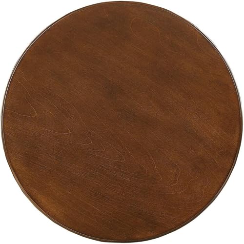 Image of Kundi Round Coffee End Table for Living Room - Modern Brown Accent Pedestal Side Table for Bedroom & Home Decor (Walnut)