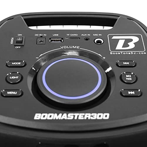 BoomTone DJ Boomaster 300 Enceinte Bluetooth Lumineuse LED Portable puissante 250W, Enceinte Karaoke, Bluetooth sans Fil, TWS, Rechargeable USB, Tuner, Lecteur USB/Carte SD. Télécommande fournie – Image 6