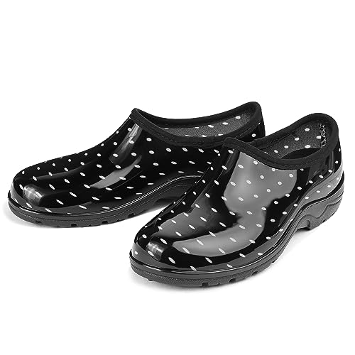Image of DKSUKO Waterproof Garden Shoe for Women Outdoor Slip-On Rain Boots Short Ankle Work Shoes and Garden Clogs with Comfort Insole