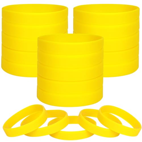LVNRIDS Braccialetti in silicone 100 pezzi Giallo, 16 cm Braccialetti Elastici in Gomma per Bambini, Riutilizzabile Braccialetto Colorati per Feste, Compleanno, Scolastica