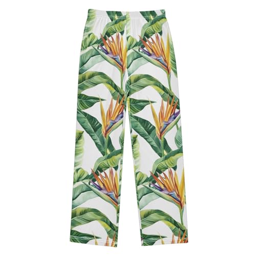 Tropical Palm Leaf Flower Pajama Pants Long Sleep Pant Soft PJ Bottoms Sleepwear