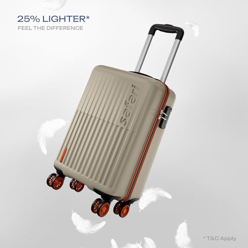 Image of Safari Astra Neo 8 Wheels 56cm Cabin Size Trolley Bag, Hard Case Polycarbonate, 360 Degree Wheeling Carry-on Luggage for Men & Women, Travel Bag, Suitcase for Travel, Trolley Bag for Travel, Champagne