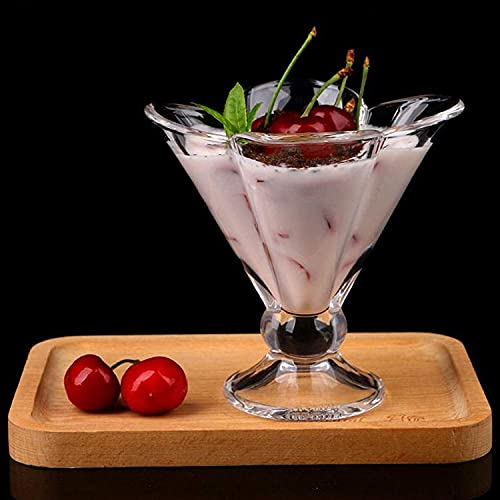 Image of MARTVIA 300ML Ice Cream Glasses Cups Dishes for Desserts, Milkshake,Fruit and Pudding Glass Serving Bowls, Perfect for Home, Restaurants and Parties Dishwasher Safe (Lotus Cups, Set of 6)