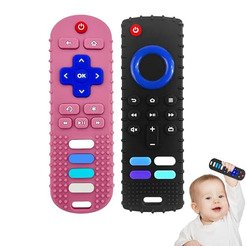 YAPROMO Baby Teething Toys,Reomte Teether Toys, Silicone Chew Toy for Babies 18+ Months, Remote Control Shape Teething Toys, Early Educational Toy BPA Free &amp; Refrigerator Safe