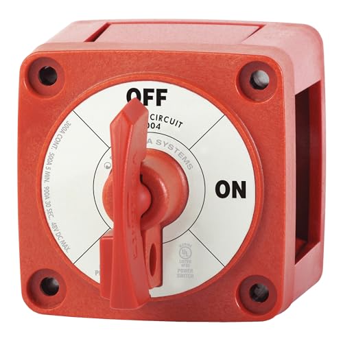 Image of Blue Sea Systems On /Off Battery Isolator Switch With Locking Key, Red, 6004 m‑Series