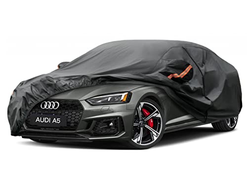 Kayme Funda Coche, Compatibles con 2009-2022 Audi A5 (Sportback/Cabriolet/Coupe), Transpirable Anti-UV Antipolvo de 7 Capas, Cubierta para Coche con Cremallera y Forro de Algodón.(Entrega en 3-7 días) Cover