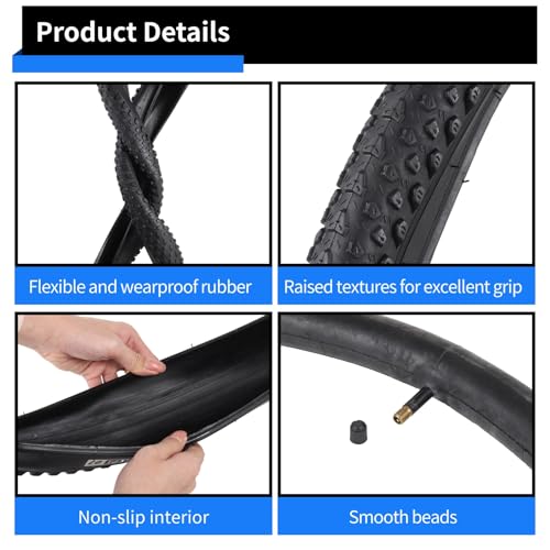 Image of yeesport 27.5x2.125 Bike Tires, 2 Pack 54-584 27.5 MTB Tires with Tube Set