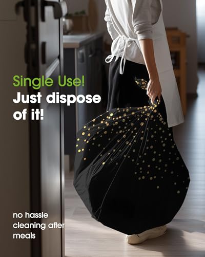 Image of Pureegg Plastic Table Cloth Disposable 10 Pack, 54 x 108 Inch Table Cloths, Graduation Decorations Class of 2025, Graduation Tablecloths, Rectangle, Plastic Cover, Leakproof & Sturdy, Black and Gold