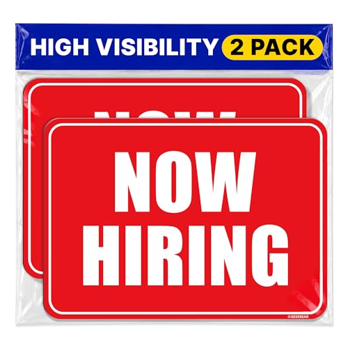 Image of GEEKBEAR Now Hiring Car Magnet (2 Pack) - 11.7 x 8.2 in (Red)