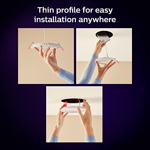 Philips Hue 579573 Smart Slim 6 Inch Led Downlight - White And Color Ambiance Color-Changing Light - 1 Pack - 1200Lm - Indoor - Control With Hue App thumb #3