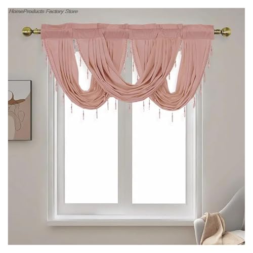 Cenefa para ventana elegante con borlas para transformar tu sala de estar y cocina 3