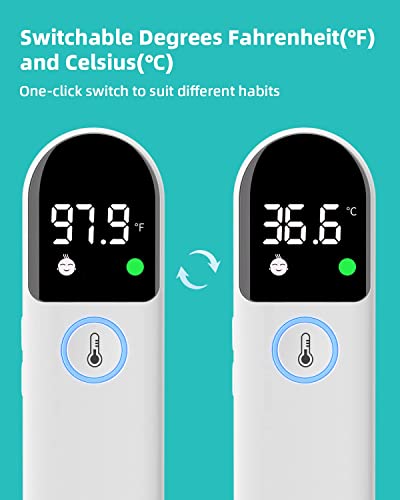 Ear Forehead Thermometer For Adults And Kids: Cooceer Touchless Temperature Measurement - Fast Easy And Accurate Digital Fever Thermometers For Family, Baby, Infants, Toddler, Children #TOP6