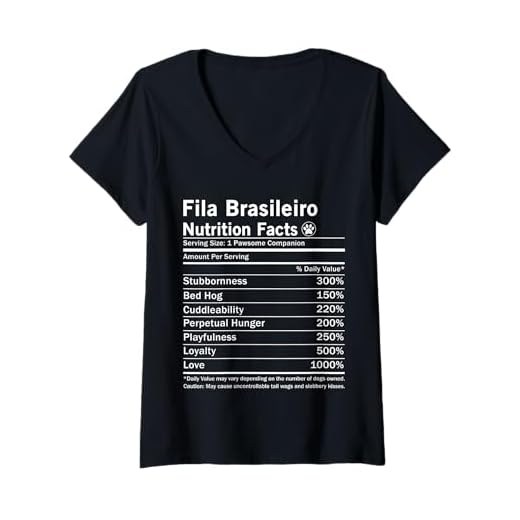 Women's Fila Brasileiro Nutrition Facts Funny Dog V-Neck T-Shirt
