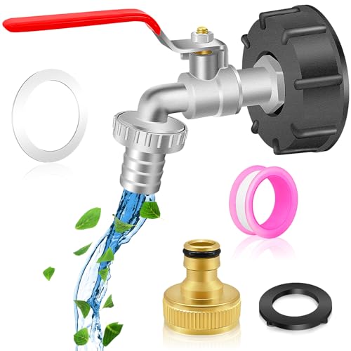 Adattatore Per Serbatoio IBC S60X6 In Ottone Con Raccordo Per Tubo Da 2,5 Cm – Rubinetto E Valvola Per Acqua E Olio