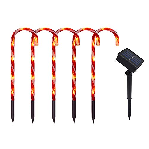 Preisvergleich Produktbild Urhause Weihnachtsdekoration Kommt mit goldenem Solarenergie Seil Zuckerstange Weihnachten wasserdichte Zuckerstange Spazierstocklampe Festliche Dekoration LED Rot Weiß 39CM