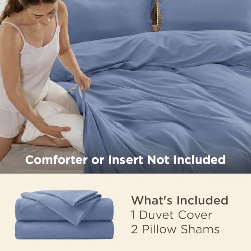 Image of Bedsure Duvet Cover King Size - Soft Double Brushed Bedding Set for Kids & Adults, Zipper Closure, 3 Pieces, Includes 1 Duvet Cover (104 inchx90 inch) & 2 Pillow Shams, NO Comforter, Slate Blue